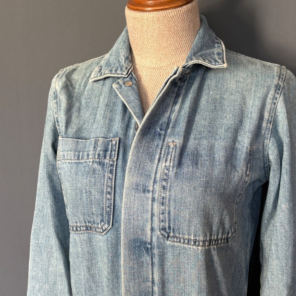 Everlane Light Wash Denim Utility Coverall Jumpsuit Workwear | Sz S | 6 Pocket